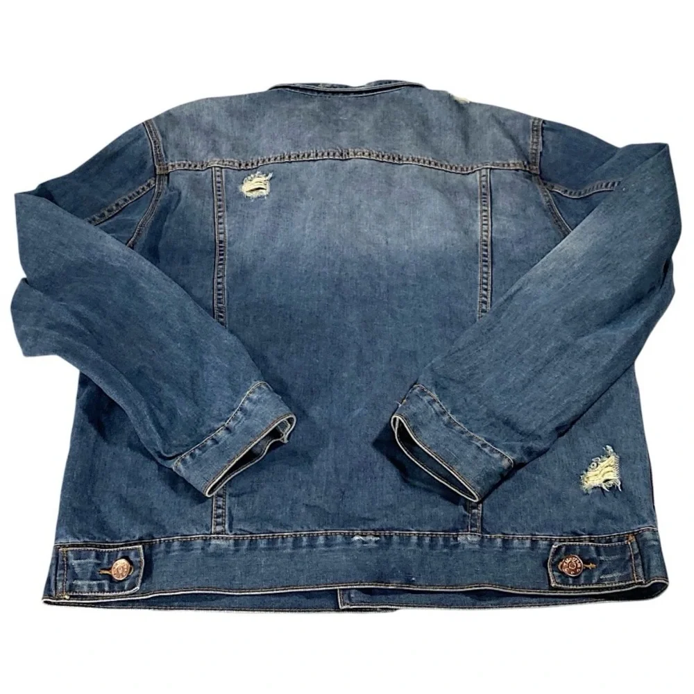 Kilogram Jacket Mens XL Trucker Distressed Denim Patch Biker Rocker Rapper Moto - Picture 14 of 16